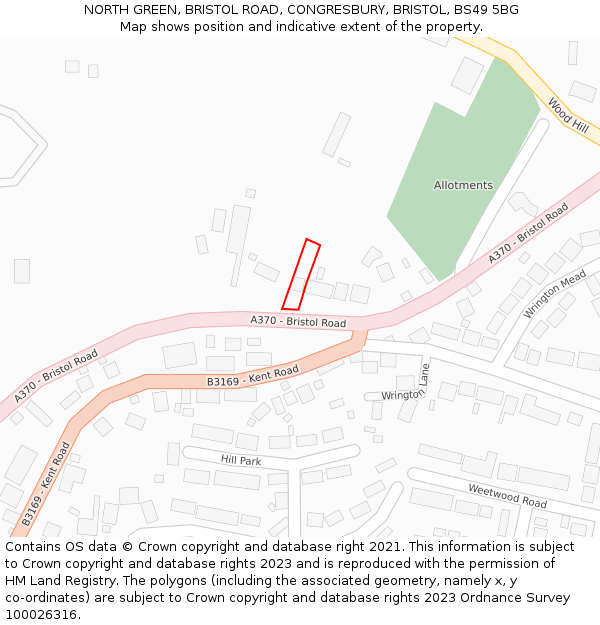 NORTH GREEN, BRISTOL ROAD, CONGRESBURY, BRISTOL, BS49 5BG: Location map and indicative extent of plot