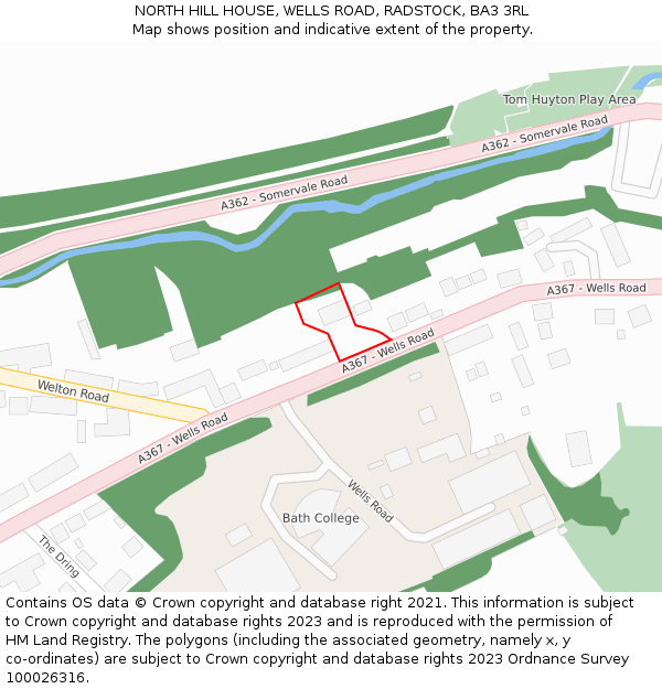 NORTH HILL HOUSE, WELLS ROAD, RADSTOCK, BA3 3RL: Location map and indicative extent of plot