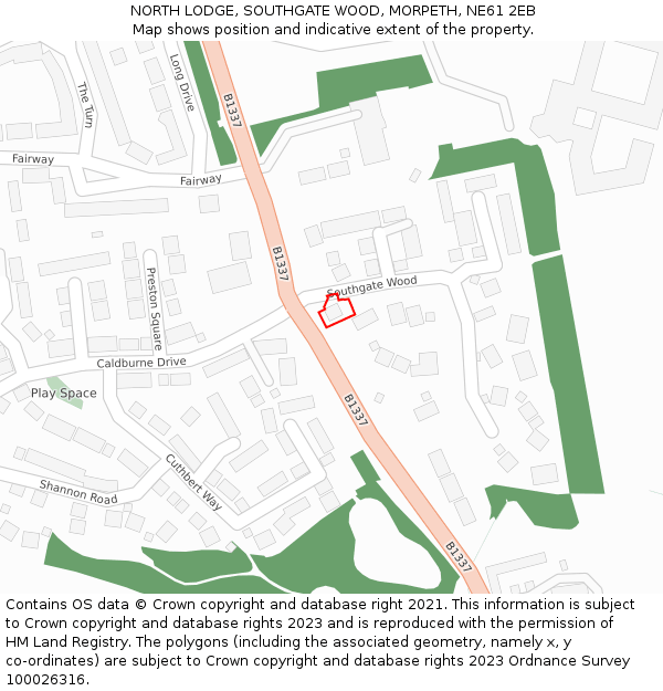 NORTH LODGE, SOUTHGATE WOOD, MORPETH, NE61 2EB: Location map and indicative extent of plot