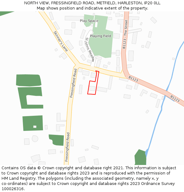 NORTH VIEW, FRESSINGFIELD ROAD, METFIELD, HARLESTON, IP20 0LL: Location map and indicative extent of plot