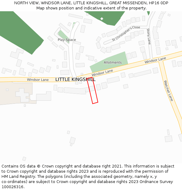 NORTH VIEW, WINDSOR LANE, LITTLE KINGSHILL, GREAT MISSENDEN, HP16 0DP: Location map and indicative extent of plot
