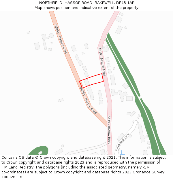 NORTHFIELD, HASSOP ROAD, BAKEWELL, DE45 1AP: Location map and indicative extent of plot