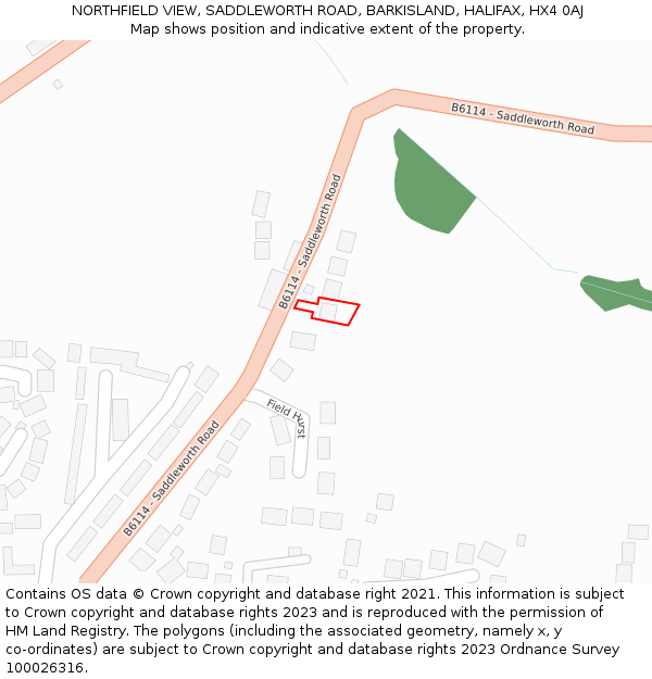 NORTHFIELD VIEW, SADDLEWORTH ROAD, BARKISLAND, HALIFAX, HX4 0AJ: Location map and indicative extent of plot