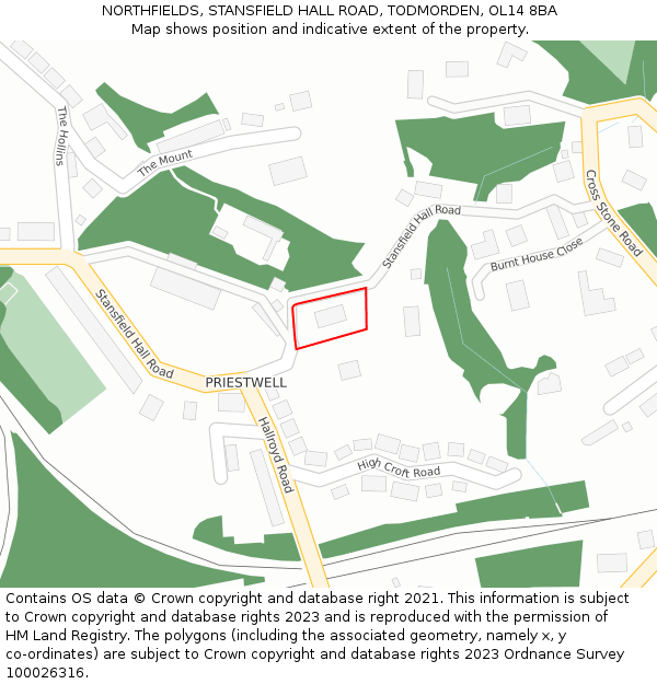 NORTHFIELDS, STANSFIELD HALL ROAD, TODMORDEN, OL14 8BA: Location map and indicative extent of plot