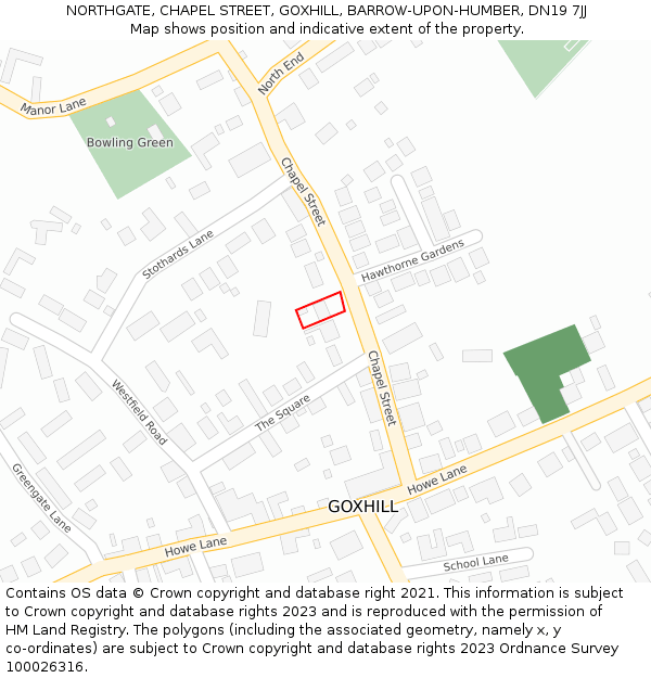 NORTHGATE, CHAPEL STREET, GOXHILL, BARROW-UPON-HUMBER, DN19 7JJ: Location map and indicative extent of plot