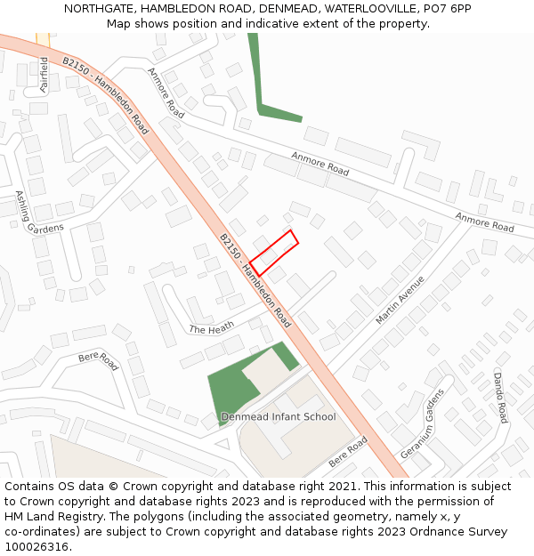 NORTHGATE, HAMBLEDON ROAD, DENMEAD, WATERLOOVILLE, PO7 6PP: Location map and indicative extent of plot