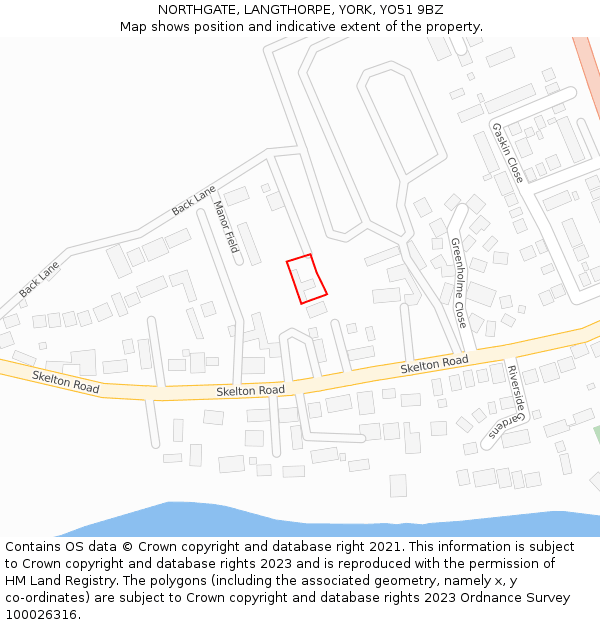 NORTHGATE, LANGTHORPE, YORK, YO51 9BZ: Location map and indicative extent of plot