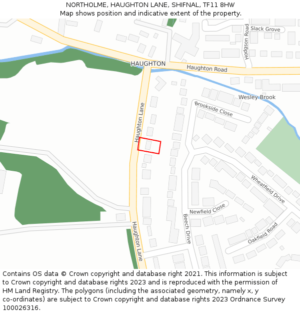 NORTHOLME, HAUGHTON LANE, SHIFNAL, TF11 8HW: Location map and indicative extent of plot