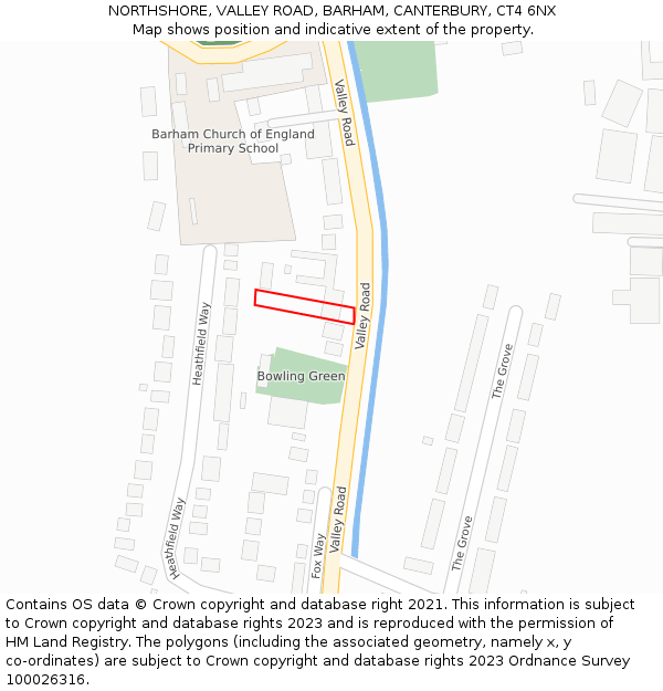 NORTHSHORE, VALLEY ROAD, BARHAM, CANTERBURY, CT4 6NX: Location map and indicative extent of plot