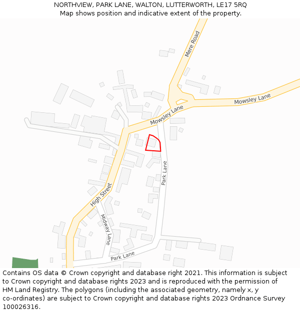 NORTHVIEW, PARK LANE, WALTON, LUTTERWORTH, LE17 5RQ: Location map and indicative extent of plot