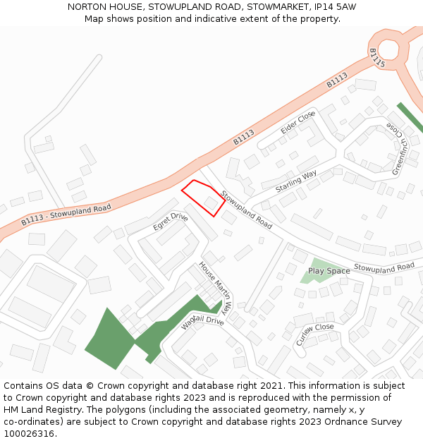 NORTON HOUSE, STOWUPLAND ROAD, STOWMARKET, IP14 5AW: Location map and indicative extent of plot