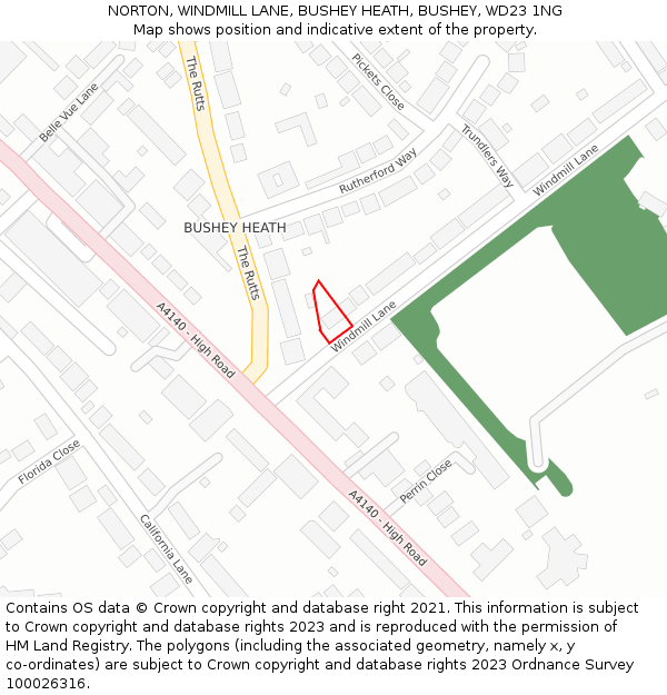 NORTON, WINDMILL LANE, BUSHEY HEATH, BUSHEY, WD23 1NG: Location map and indicative extent of plot