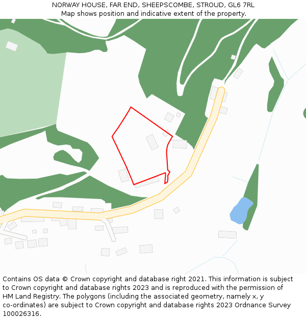 NORWAY HOUSE, FAR END, SHEEPSCOMBE, STROUD, GL6 7RL: Location map and indicative extent of plot