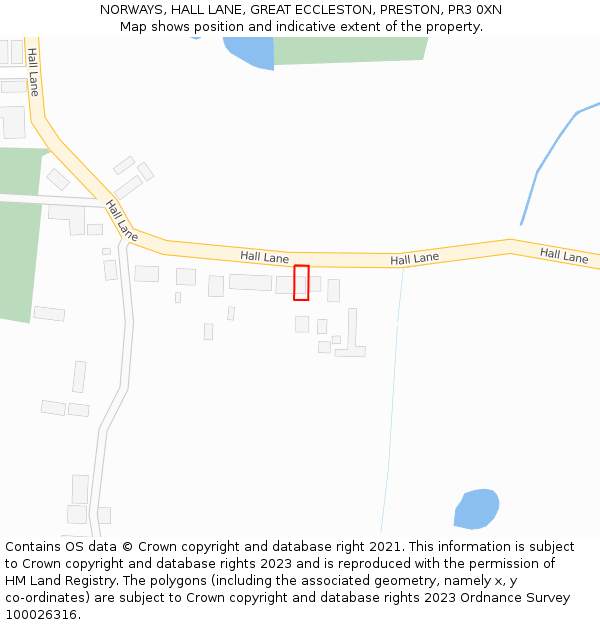 NORWAYS, HALL LANE, GREAT ECCLESTON, PRESTON, PR3 0XN: Location map and indicative extent of plot