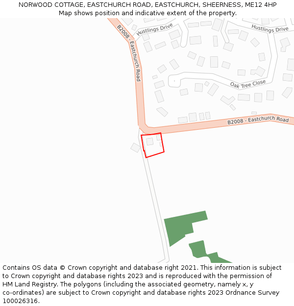 NORWOOD COTTAGE, EASTCHURCH ROAD, EASTCHURCH, SHEERNESS, ME12 4HP: Location map and indicative extent of plot