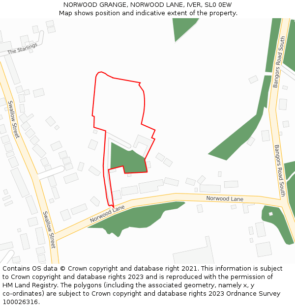 NORWOOD GRANGE, NORWOOD LANE, IVER, SL0 0EW: Location map and indicative extent of plot