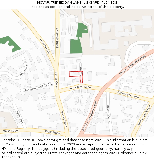 NOVAR, TREMEDDAN LANE, LISKEARD, PL14 3DS: Location map and indicative extent of plot