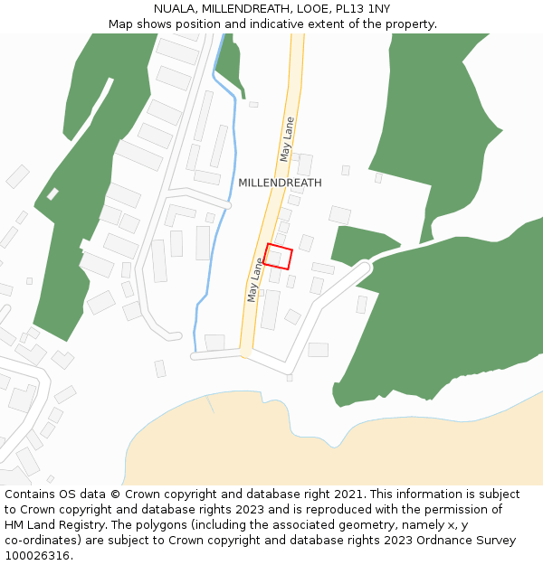 NUALA, MILLENDREATH, LOOE, PL13 1NY: Location map and indicative extent of plot