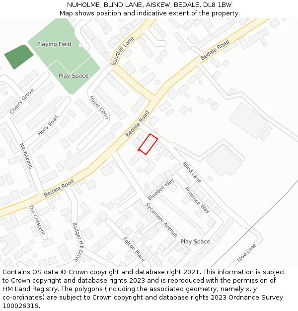 NUHOLME, BLIND LANE, AISKEW, BEDALE, DL8 1BW: Location map and indicative extent of plot