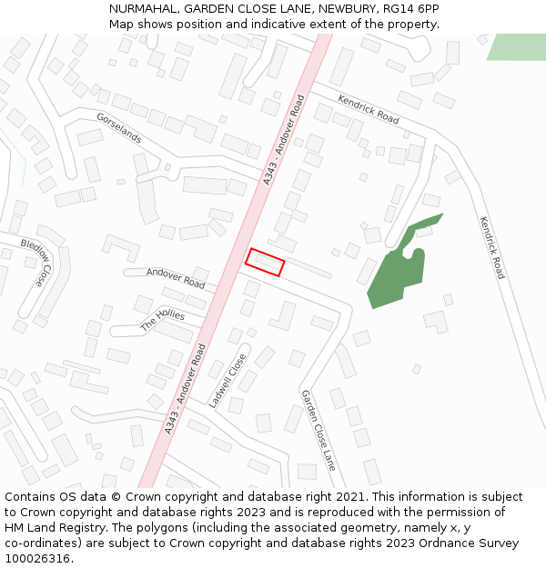 NURMAHAL, GARDEN CLOSE LANE, NEWBURY, RG14 6PP: Location map and indicative extent of plot