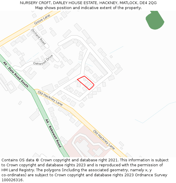 NURSERY CROFT, DARLEY HOUSE ESTATE, HACKNEY, MATLOCK, DE4 2QG: Location map and indicative extent of plot