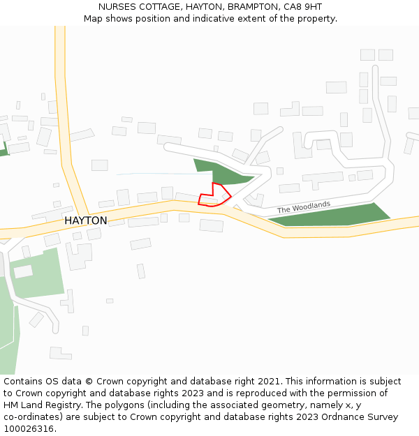 NURSES COTTAGE, HAYTON, BRAMPTON, CA8 9HT: Location map and indicative extent of plot