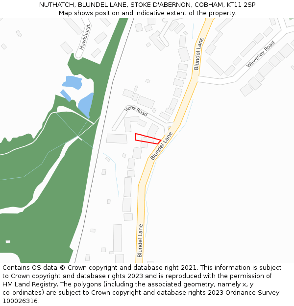 NUTHATCH, BLUNDEL LANE, STOKE D'ABERNON, COBHAM, KT11 2SP: Location map and indicative extent of plot