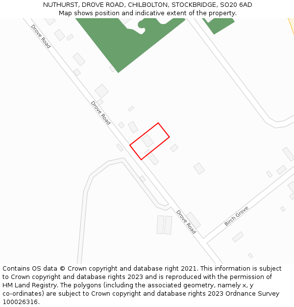 NUTHURST, DROVE ROAD, CHILBOLTON, STOCKBRIDGE, SO20 6AD: Location map and indicative extent of plot