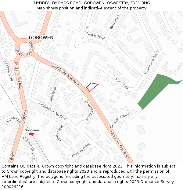 NYDDFA, BY PASS ROAD, GOBOWEN, OSWESTRY, SY11 3NG: Location map and indicative extent of plot