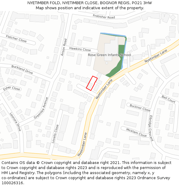 NYETIMBER FOLD, NYETIMBER CLOSE, BOGNOR REGIS, PO21 3HW: Location map and indicative extent of plot