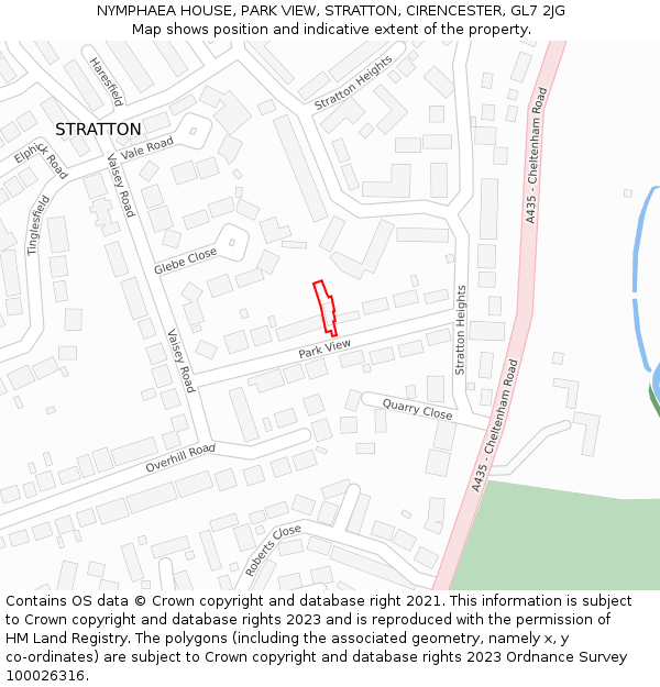 NYMPHAEA HOUSE, PARK VIEW, STRATTON, CIRENCESTER, GL7 2JG: Location map and indicative extent of plot