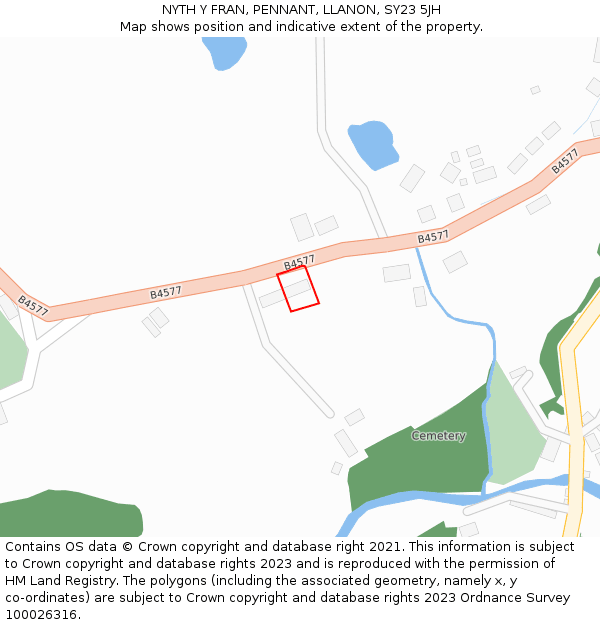 NYTH Y FRAN, PENNANT, LLANON, SY23 5JH: Location map and indicative extent of plot
