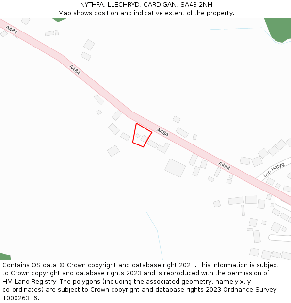 NYTHFA, LLECHRYD, CARDIGAN, SA43 2NH: Location map and indicative extent of plot