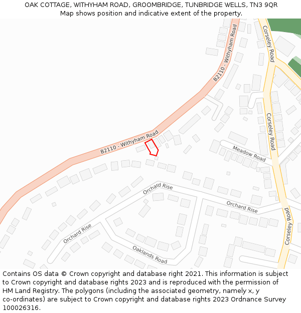 OAK COTTAGE, WITHYHAM ROAD, GROOMBRIDGE, TUNBRIDGE WELLS, TN3 9QR: Location map and indicative extent of plot