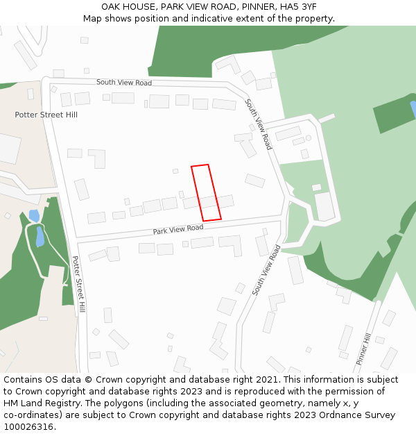 OAK HOUSE, PARK VIEW ROAD, PINNER, HA5 3YF: Location map and indicative extent of plot