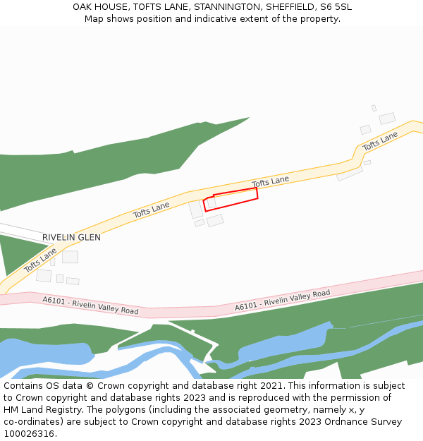 OAK HOUSE, TOFTS LANE, STANNINGTON, SHEFFIELD, S6 5SL: Location map and indicative extent of plot