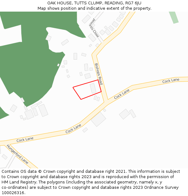 OAK HOUSE, TUTTS CLUMP, READING, RG7 6JU: Location map and indicative extent of plot