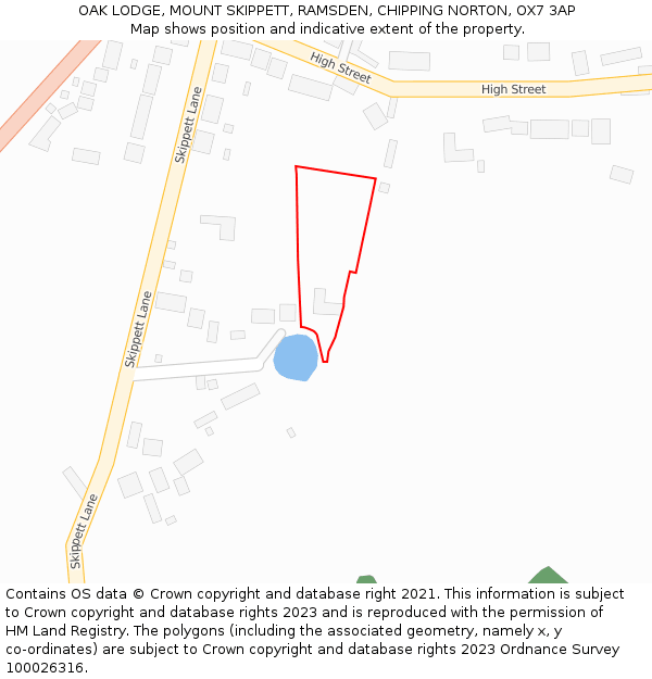 OAK LODGE, MOUNT SKIPPETT, RAMSDEN, CHIPPING NORTON, OX7 3AP: Location map and indicative extent of plot