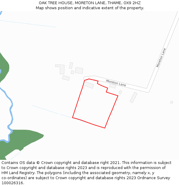 OAK TREE HOUSE, MORETON LANE, THAME, OX9 2HZ: Location map and indicative extent of plot