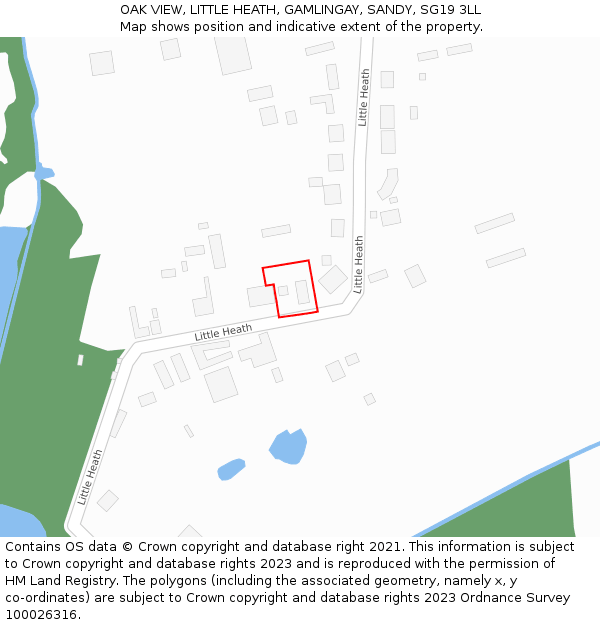 OAK VIEW, LITTLE HEATH, GAMLINGAY, SANDY, SG19 3LL: Location map and indicative extent of plot