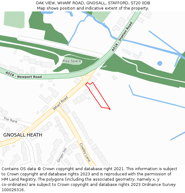 OAK VIEW, WHARF ROAD, GNOSALL, STAFFORD, ST20 0DB: Location map and indicative extent of plot