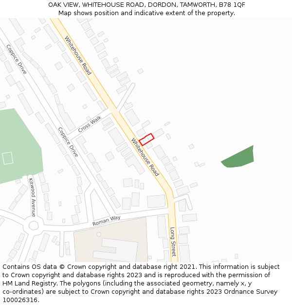 OAK VIEW, WHITEHOUSE ROAD, DORDON, TAMWORTH, B78 1QF: Location map and indicative extent of plot