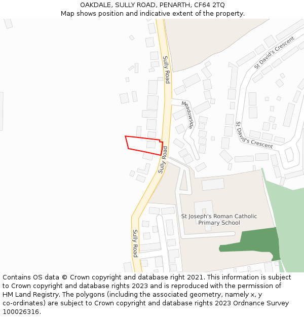 OAKDALE, SULLY ROAD, PENARTH, CF64 2TQ: Location map and indicative extent of plot