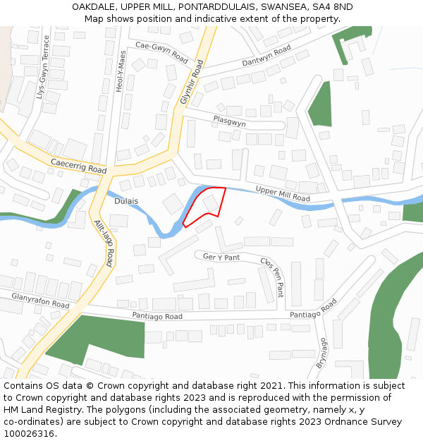 OAKDALE, UPPER MILL, PONTARDDULAIS, SWANSEA, SA4 8ND: Location map and indicative extent of plot