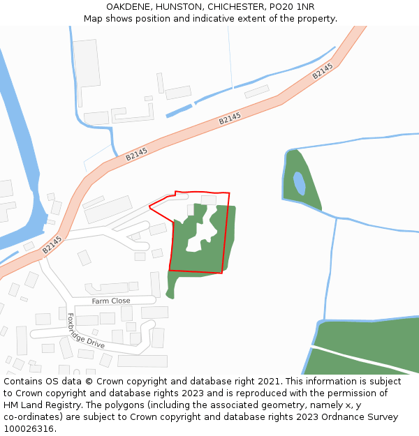 OAKDENE, HUNSTON, CHICHESTER, PO20 1NR: Location map and indicative extent of plot