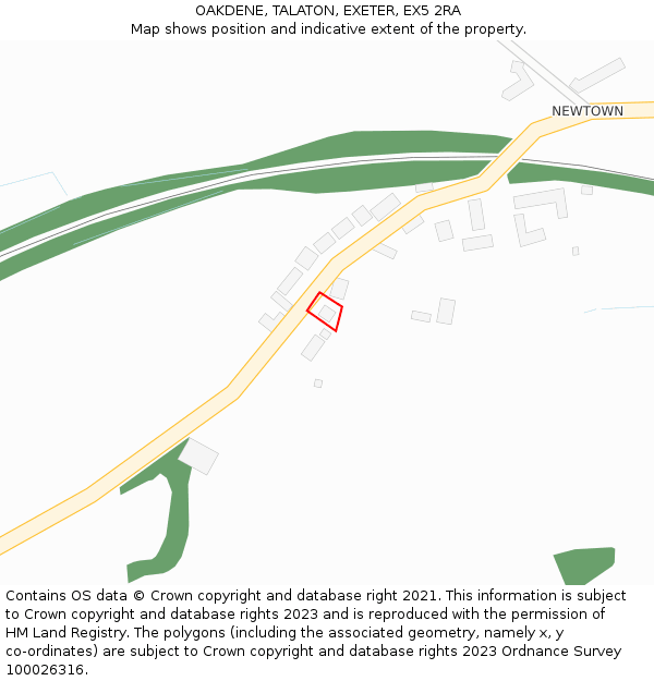 OAKDENE, TALATON, EXETER, EX5 2RA: Location map and indicative extent of plot