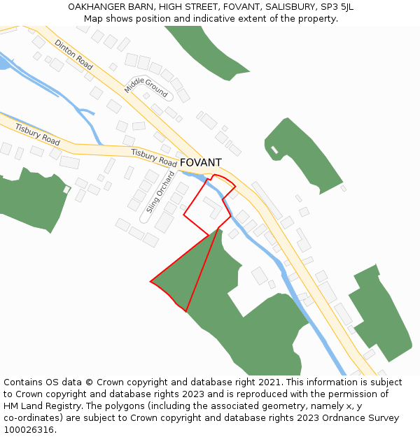 OAKHANGER BARN, HIGH STREET, FOVANT, SALISBURY, SP3 5JL: Location map and indicative extent of plot