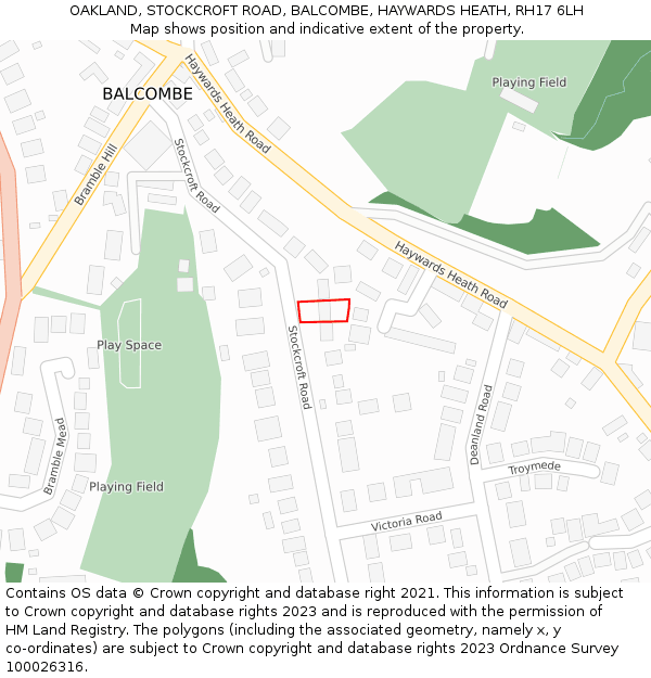 OAKLAND, STOCKCROFT ROAD, BALCOMBE, HAYWARDS HEATH, RH17 6LH: Location map and indicative extent of plot