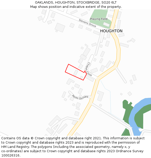 OAKLANDS, HOUGHTON, STOCKBRIDGE, SO20 6LT: Location map and indicative extent of plot