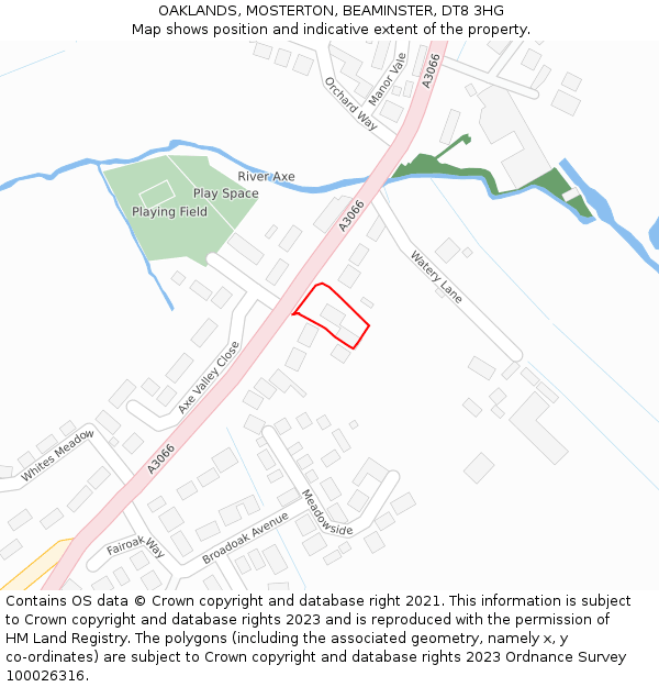 OAKLANDS, MOSTERTON, BEAMINSTER, DT8 3HG: Location map and indicative extent of plot
